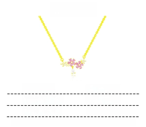 Detailed specifications of pink cherry blossom necklace with white teardrop zircon pendant
