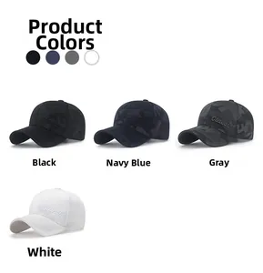 Close-up of camouflage baseball caps featuring 3D Classic embroidery in four colors