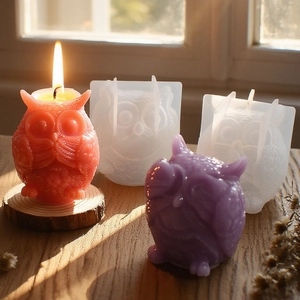 Silikonform-Set für Halloween-Eulenkerzen mit detaillierter Federstruktur für DIY-Projekte