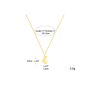 Spécifications de taille pour le collier pendentif chat plaqué or 18 carats