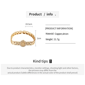 Specifiche delle dimensioni del bracciale a maglia placcato oro 18k con zirconi