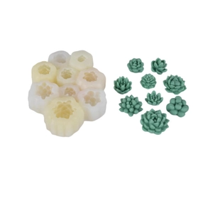 Multi-cavity silicone succulent mold with ten various realistic plant shapes for candle making