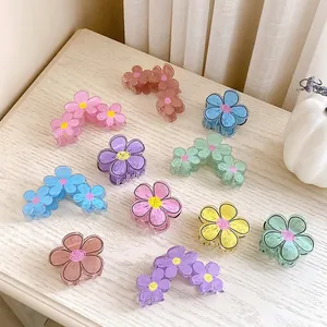Colorful floral hair claw clips in candy colors for women cute flower shark hair accessories