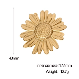 Spécifications de taille de la bague tournesol plaquée or 18K avec diamètre de 43 mm