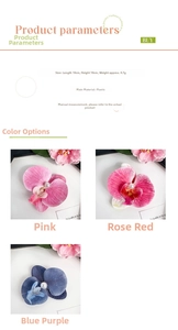 Detailed size chart for the butterfly orchid hair clip featuring pearl center accents