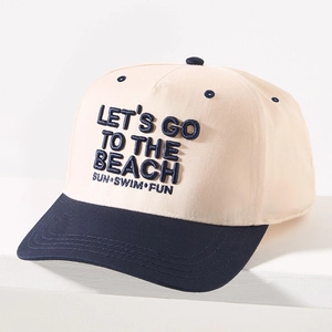Embroidered Baseball Cap Lets Go To The Beach Letter Print Color Block Sun Protection Adjustable Outdoor Sport Hat