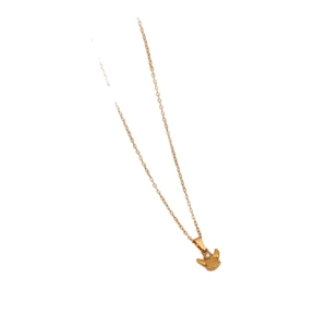Elegant gold titanium necklace featuring a flower butterfly pendant and a thin chain