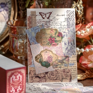 Vintage floral butterfly scrapbooking paper set for collage and journal decoration
