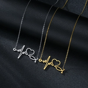 Stethoscope Heartbeat Necklace Stainless Steel Heart ECG Pendant Minimalist Jewelry Gift For Medical Nurse Women