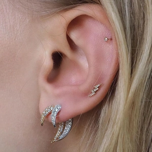 Fashion Copper Pave Rhinestone Horn Stud Earrings Geometric Crescent Moon Crescent Studs For Women Gold Silver Jewelry Gift