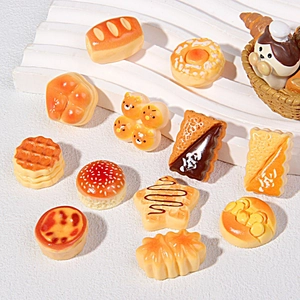Miniature Food Simulation Bread Dessert Resin Cabochons For DIY Hair Clips Phone Case Crafts Dollhouse Ornaments Cute Novelty