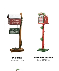 Christmas mailbox ornaments with pine cones and special delivery signage, 75cm height decor