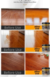 Before and after comparison of wood floor polishing with natural beeswax seasoning
