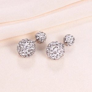 Elegant S925 sterling silver crystal ball stud earrings with shimmering clear rhinestones