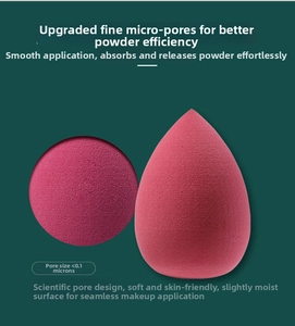 Detail of rose red makeup sponge with micro-pores under 0.1 microns for smooth makeup