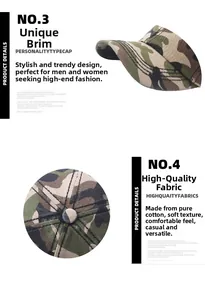 Detail view of cotton camouflage cap showing premium fabric texture and curved brim