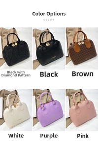 Detailed grid view of minimalist shell bags in six colors with gold zipper hardware