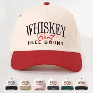 Retro Baseball Cap Contrast Color Embroidered Letter Patch Curved Brim Adjustable Breathable Sun Protection Outdoor Hat
