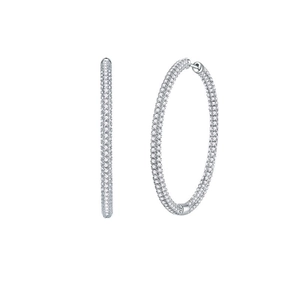 Sparkling S925 sterling silver hoop earrings with pave-set moissanite in 10mm size