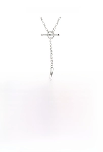 Detail view showing S925 sterling silver heart pendant with OT buckle and size specs