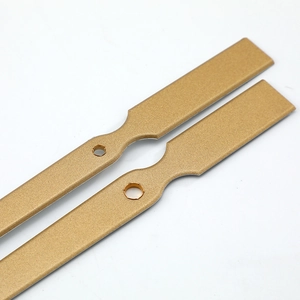Golden aluminum clock hands for quartz movement featuring a refined matte metal finish