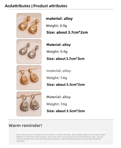 Detailed size and weight specs for hollow teardrop earrings in gold and silver finish