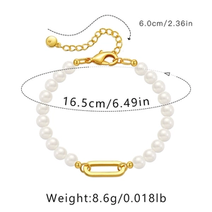 Detailed sizing chart for pearl bracelet with 16.5cm length and 6cm extension chain