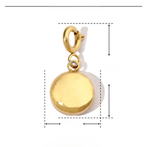 Detailed parameter diagram showing 16mm x 8mm stainless steel gold round pendant dimensions