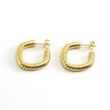 Boucles d'oreilles créoles torsadées en forme de C en acier inoxydable plaqué or 18k