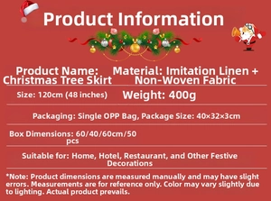 Detailed view of red plaid Christmas tree skirt with car embroidery and 48 inch diameter