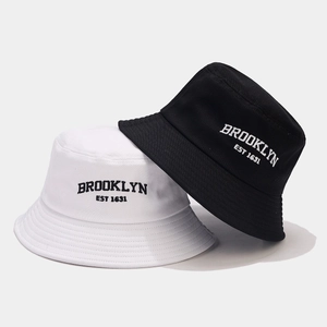 Chapeau Bob En Toile De Coton Broderie Brooklyn Pliable Protection Solaire Rétro Décontracté Streetwear Unisexe