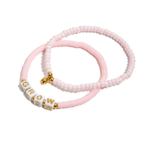 Ensemble de bracelets en perles roses avec lettres GROW et pendentif étoile dorée