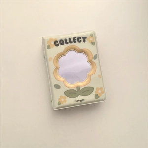 Cute green flower hollow mini photo album for 3-inch cards collection and kpop photocard storage
