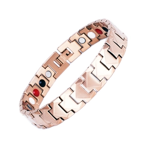 Poliertes Magnetarmband für Herren in Roségold mit eingelegten Magnetsteinen