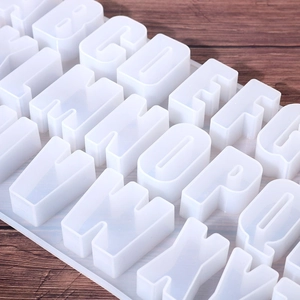 Close-up of flexible 26-letter 3D silicone mold for DIY resin, candles and chocolates
