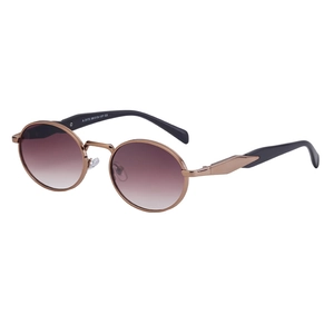 Retro round metal sunglasses with bronze frames and brown gradient lenses for women