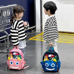 Children's cute cartoon dinosaur backpack for preschool with 3D horns and waterproof fabric