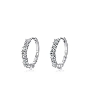 Elegant S925 sterling silver hoop earrings set with sparkling zircon gemstones