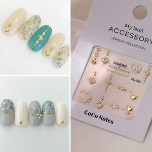 5D Relief Nail Art Stickers Hollow Heart Gold Stamping Silver K9 Rhinestone Self Adhesive Manicure Decoration For Women
