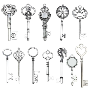 Pendentifs Clés Vintage en Alliage de Zinc Argent Antique pour Fabrication de Bijoux DIY Bracelet Collier Sac à Main Décoration Artisanat