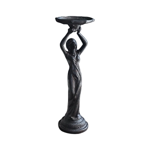 Vintage iron female angel candle holder with elegant sculpture design for home decor