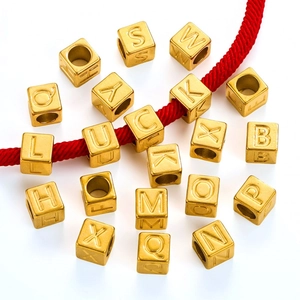 Alphabet Letter Beads Stainless Steel Square Cube For DIY Jewelry Making Bracelet Necklace Initial Charms Accessory