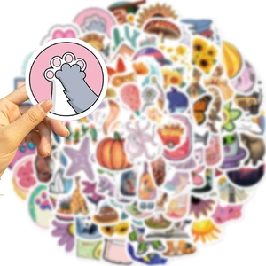 100pcs cute waterproof DIY stickers for laptop and guitar featuring floral and animal patterns