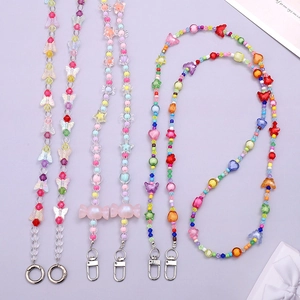 Colorful acrylic butterfly and star beaded phone charms with metal lobster clasps