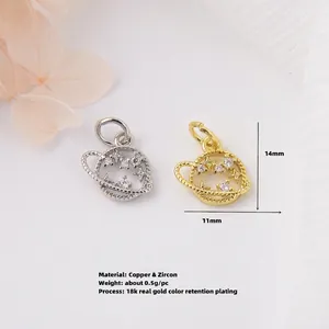 Star and globe micro-set zircon pendant in gold and silver for jewelry making