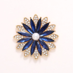 Bijou pour chaussures en alliage de zinc avec cristaux bleus et fleur en perle