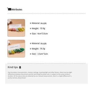 Size specifications for colorful acrylic C-shape hoop earrings set in 12 pieces