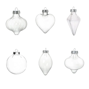 Lot de 6 ornements creux en PET transparents en forme de citrouille, cœur et diamant pour Noël