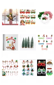Collection of Christmas DIY decor sets including LED glasses, hairbands and felt ornaments
