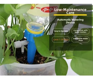 Adjustable automatic plant watering device with flow control valve for indoor potted plants